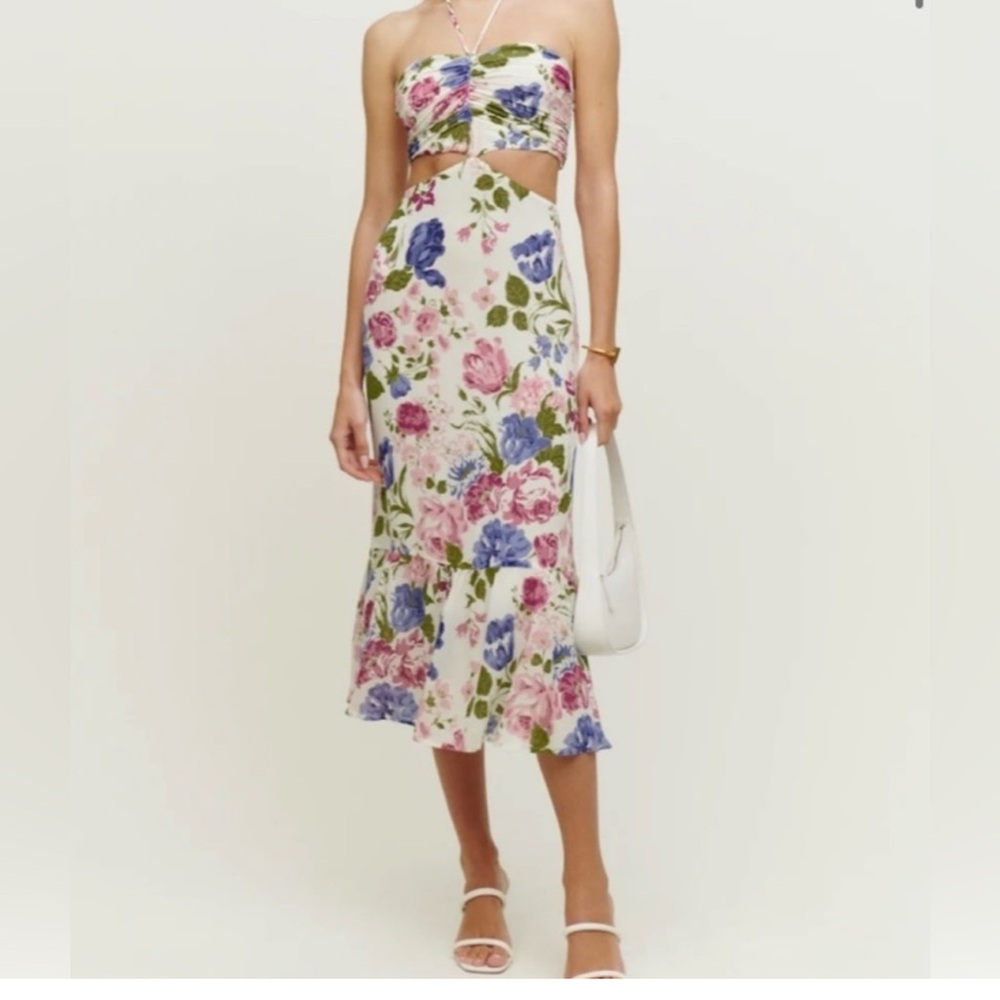 Reformation Floral peekaboo dress - Pink, Blue, Green